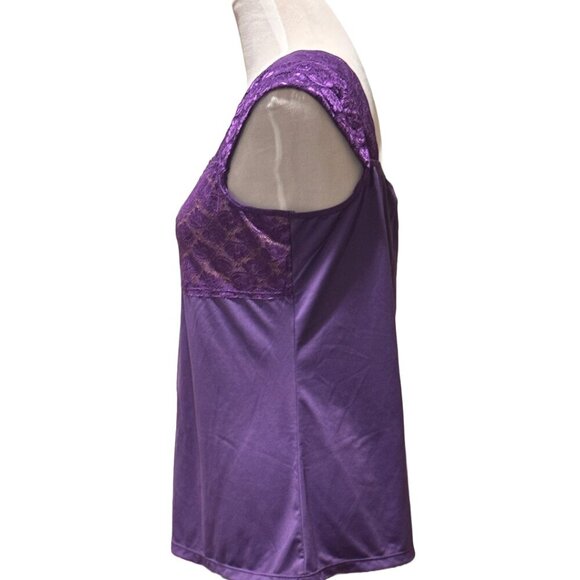 Kathleen Kirkwood Under Cover Agent Purple/Tan Lace Sleeveless Cami Tank Top - Picture 2 of 5